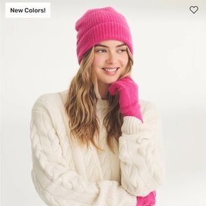 Naadam cashmere ribbed beanie pink